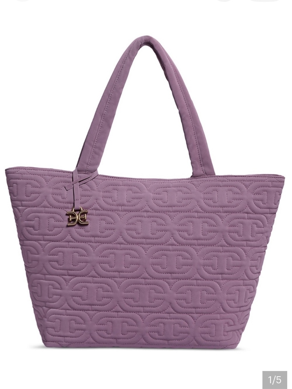 Sam Edelman Quilted Lavender Tote Bag with Gold Charm NWT